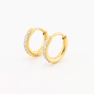 8mm Sparkling Gem Gold Huggie Hoops