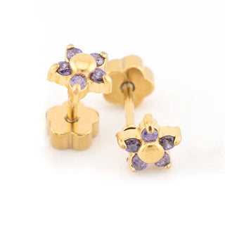 5mm Lilac Purple Sparkle Flower Studs