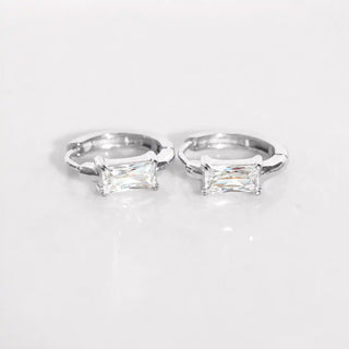 Baguette CZ Huggie Hoops - Silver