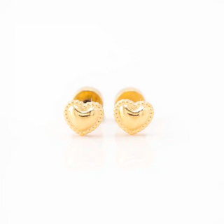 Beaded Mini Gold Heart Studs