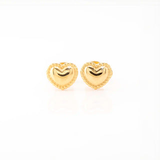 Beaded Gold Heart Studs