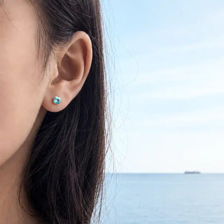 Asscher Cut Prism Studs – Aquamarine