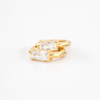 Baguette CZ Huggie Hoops - Gold