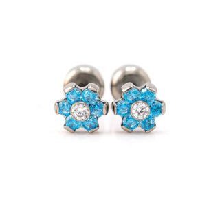 Aqua Bloom Polished Titanium Studs