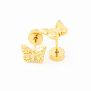 Golden Butterfly Studs