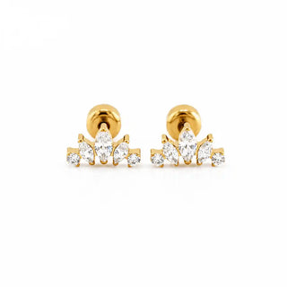 Marquise Crown Ear Climbers 18K Gold Plated Titanium