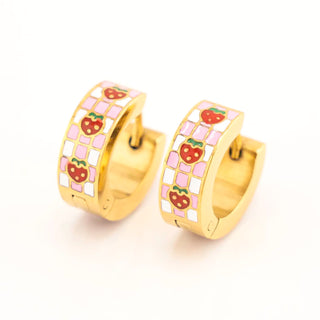 Strawberry Pop Huggie Hoops