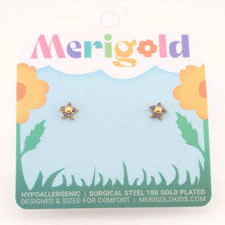 5mm Lilac Purple Sparkle Flower Studs