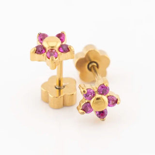 5mm Fuchsia Pink Sparkle Flower Studs
