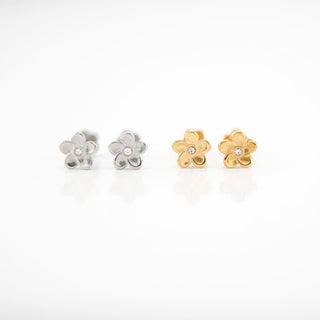 3D Gold Plumeria Flower Studs