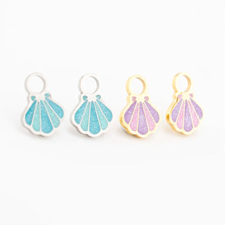 Sparkle Seashell Hoop Charms - Ocean Spray Silver