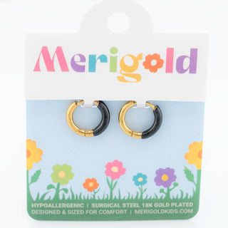 8mm Half-Dip Black Sparkle Huggie Hoops