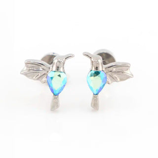 Hummingbird Studs Polished Titanium