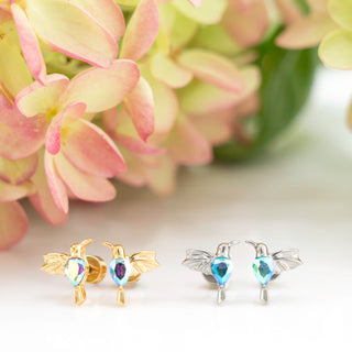 Hummingbird Studs Polished Titanium