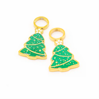 Christmas Tree Sparkle Huggie Hoop Charms