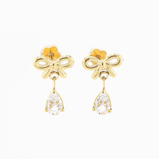 Bow Studs with Crystal Drops