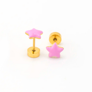 Pink Bubble Star Studs