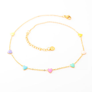 Rainbow Puffy Heart Necklace