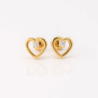 Celine Heart 18K Gold Titanium Studs