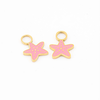Tidepool Starfish Hoop Charms - Coral Pink