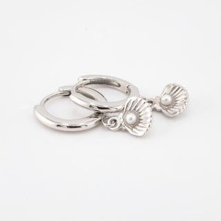 Silver Tide Shell Huggies