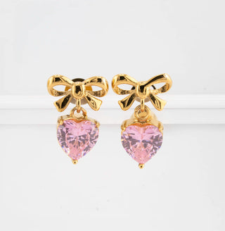 Heart Spark Bow Drop Studs
