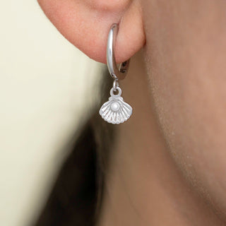 Silver Tide Shell Huggies