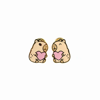 Capybara Heart Studs