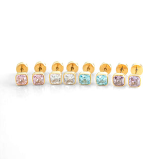 Asscher Cut Prism Studs – Amethyst
