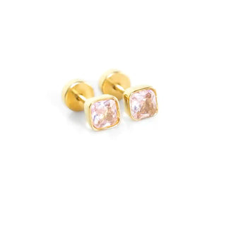Asscher Cut Prism Studs – Blush Pink