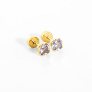 Asscher Cut Prism Studs – Amethyst