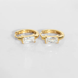 Baguette CZ Huggie Hoops - Gold