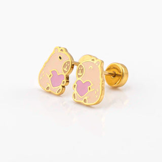 Capybara Heart Studs