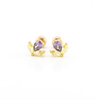 Tulip 18K Gold Plated Titanium Studs - Purple