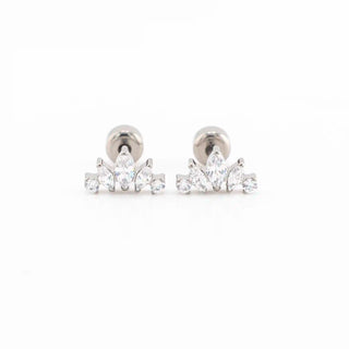 Marquise Crown Ear Climbers Polished Titanium