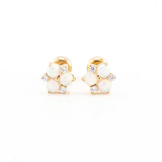 Opal Blossom 18K Gold Plated Titanium Studs - Cloud White