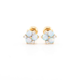 Opal Blossom 18K Gold Plated Titanium Studs - Sky Blue