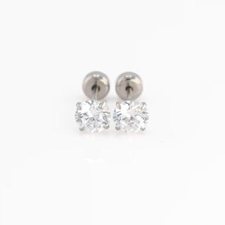 Diamond 5mm CZ Solitaire Studs Polished Titanium