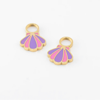 Seashell Hoop Charms - Pink Purple Gold
