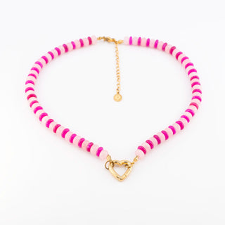 Pink Candy Bead Charm Clasp Necklace