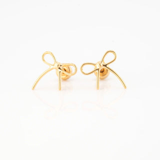Dainty Bow Titanium Studs - 18K Gold Plated
