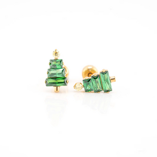 Christmas Tree CZ Titanium Studs