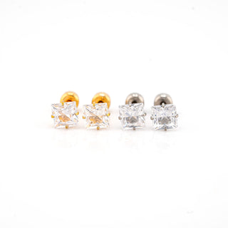 Asscher Cut 5mm CZ Titanium Studs