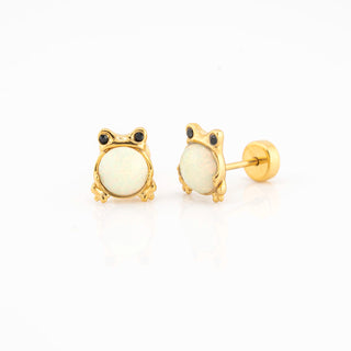 Opal Frog Statement Studs