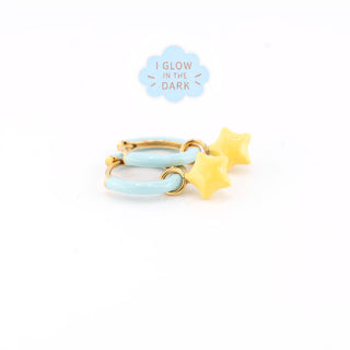 Sky Blue Glow Star Huggie Hoops