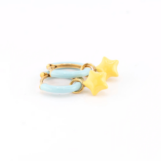 Sky Blue Glow Star Huggie Hoops