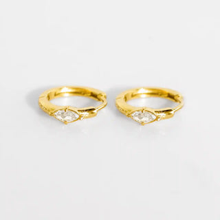 Marquise CZ Huggie Hoops - Gold