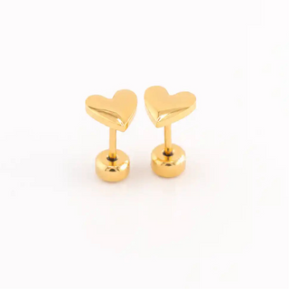 Classic Heart 18K Gold Titanium Studs