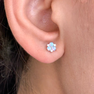 Opal Blossom 18K Gold Plated Titanium Studs - Sky Blue