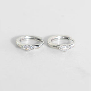 Marquise CZ Huggie Hoops - Silver